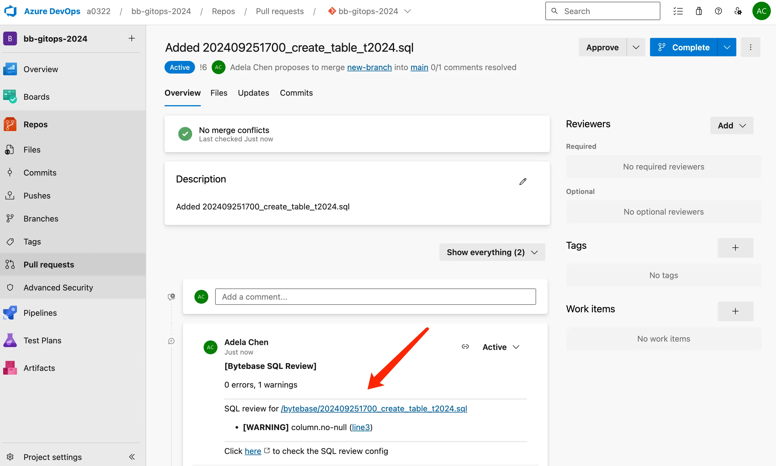azure-sql-review-warning