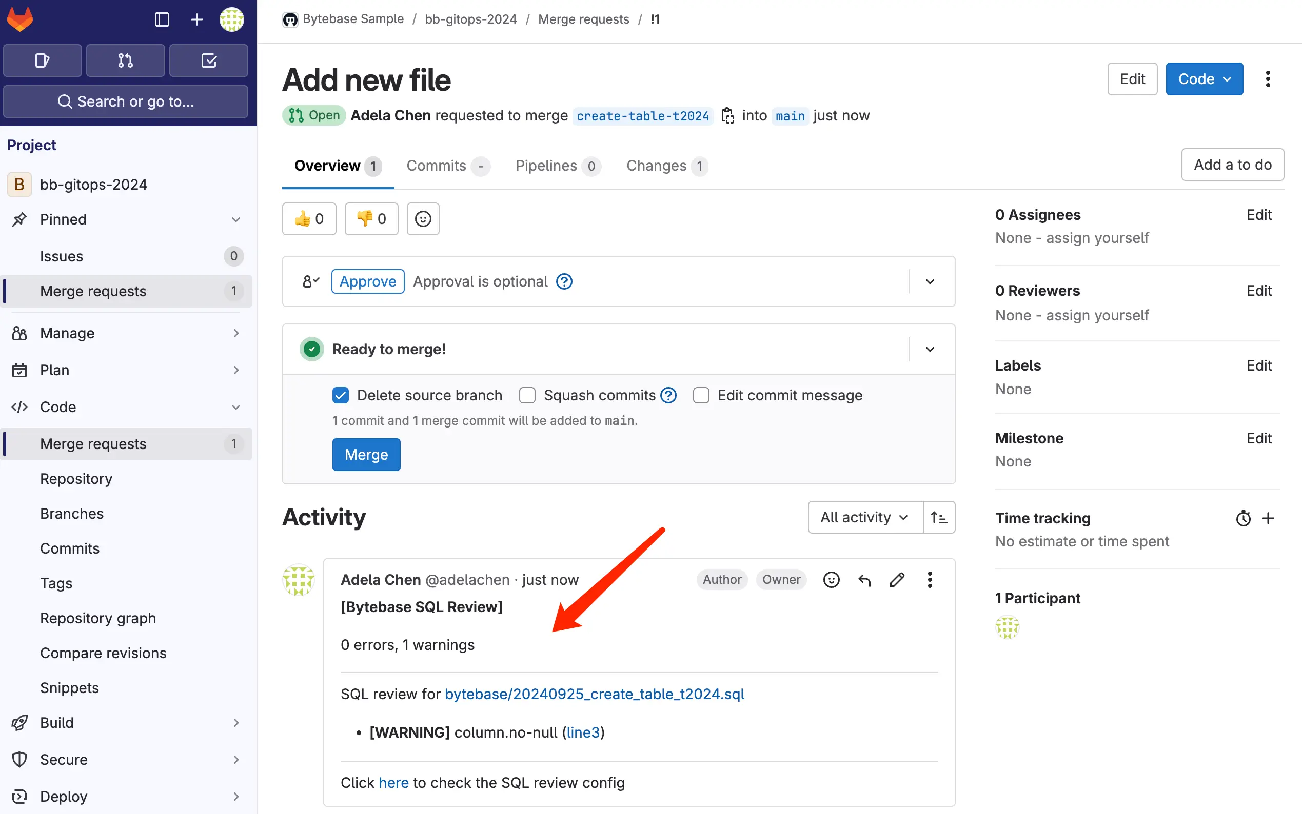 gitlab-sql-review-warning