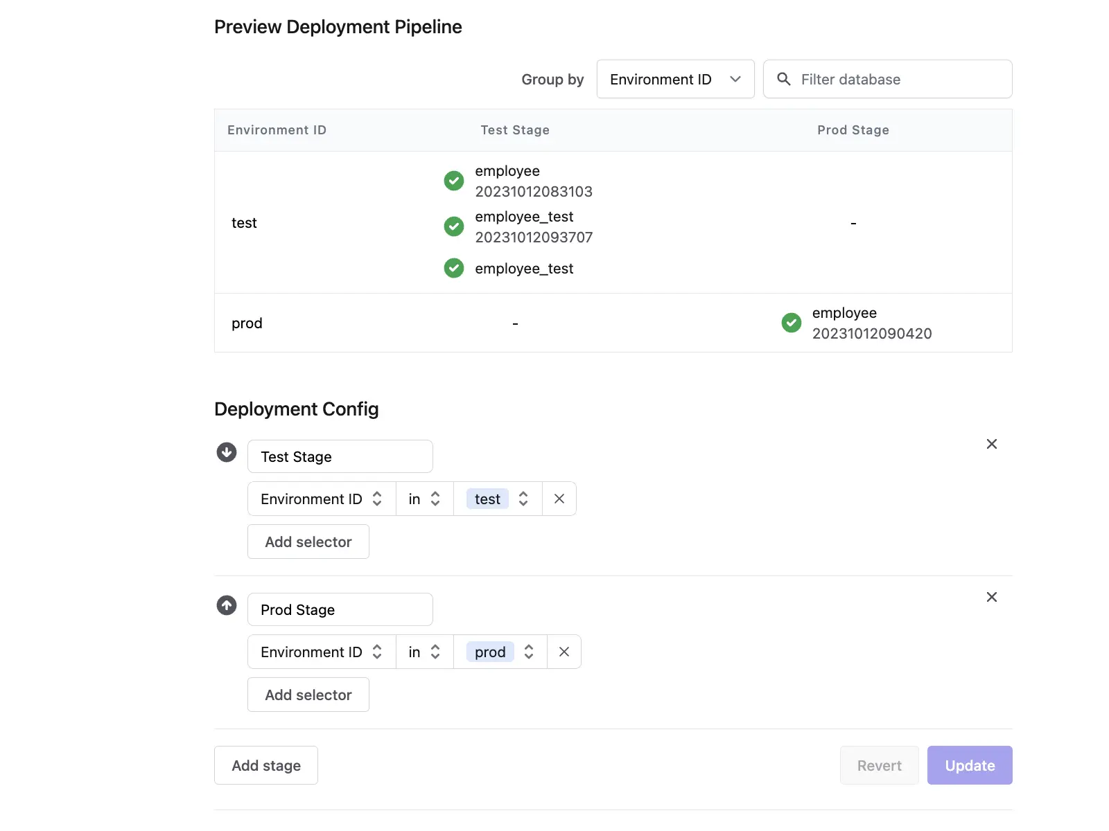 Deployment config